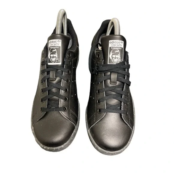 Adidas Stan Smith Shoes Womens 5.5 Black EE7575 Speckled Glitter Sole Sneakers - Picture 2 of 5